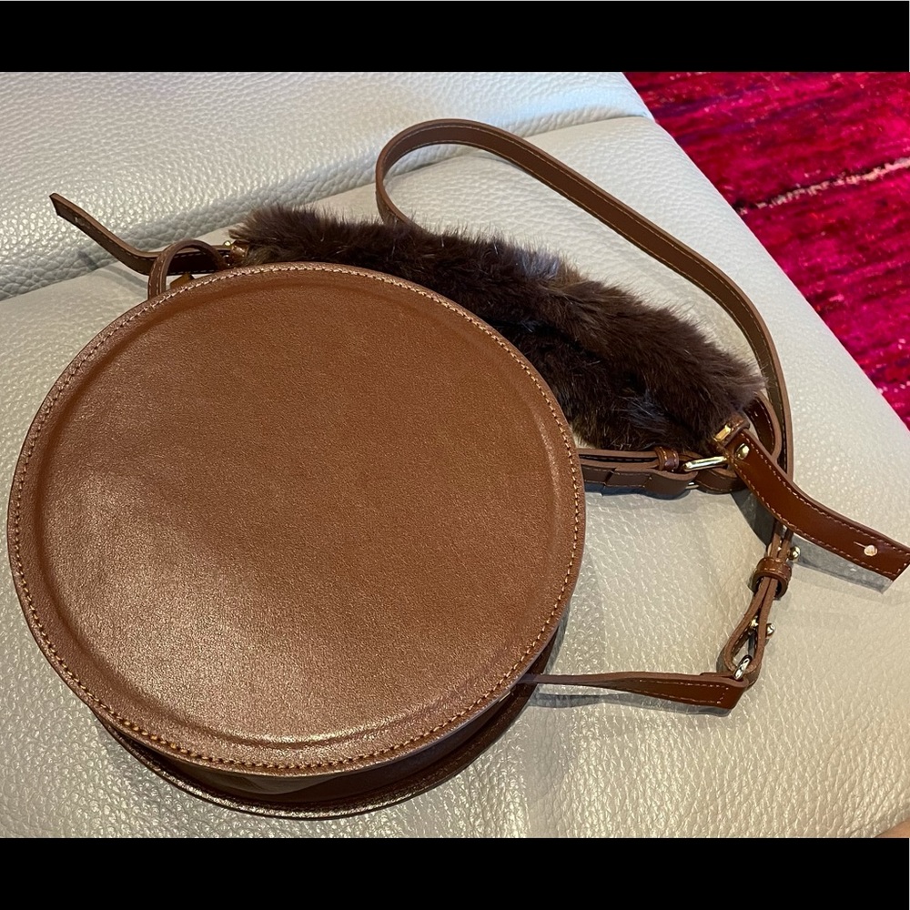 Leather Brown round BOHO crossbody convertible